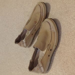 Skechers relaxed step slip-on men's khaki shoes size 8 same day shipping